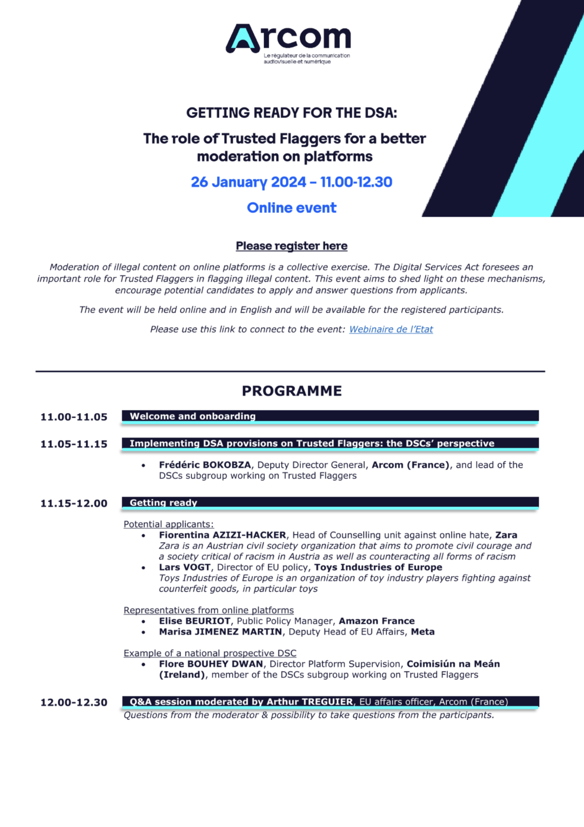 Event programme