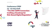 Slide of the Conference title, logos and a woman presenting